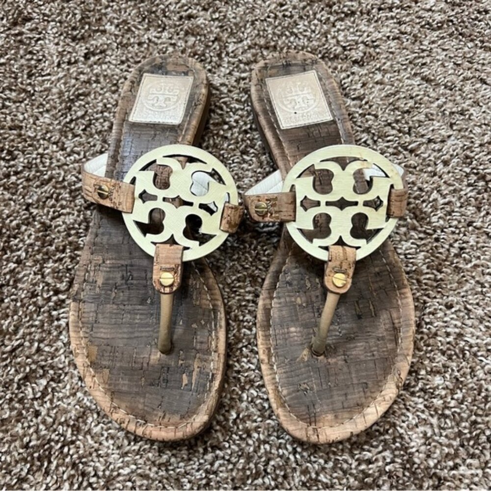 Tory Burch Miller Logo Cork Sandals 8.5